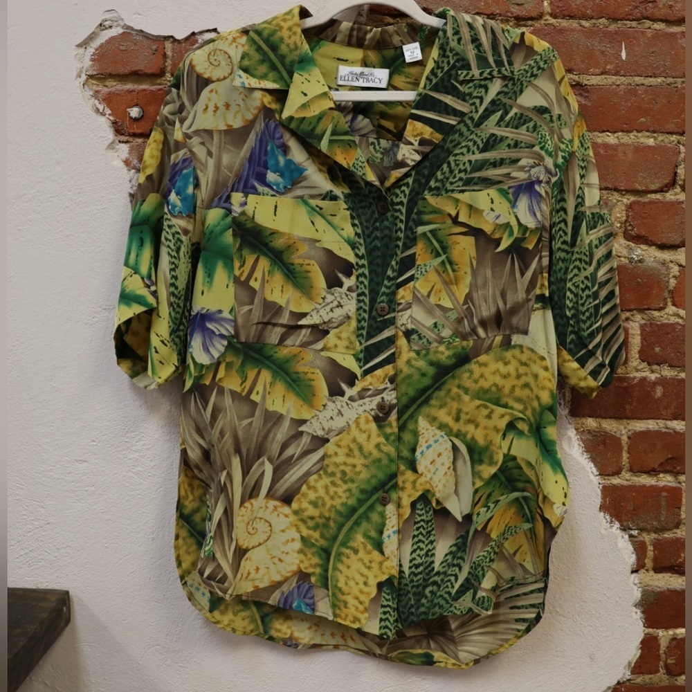 Vintage Hawaiian Tropics and Snails Silk Shirt